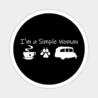 Airstream Basecamp "I'm a Simple Woman" - Tea, Dogs & Basecamp T-Shirt (White Imprint) T-Shirt T-Shirt Magnet